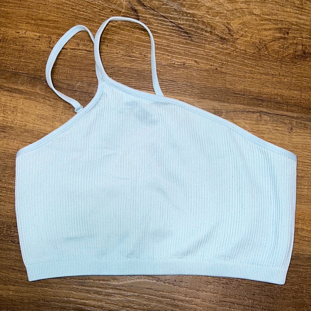 American Eagle Outfitters Aerie Light Blue One Shoulder Sports Bra